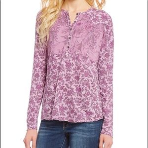 Lucky Brand Shirt Purple Lavender Flowers Small